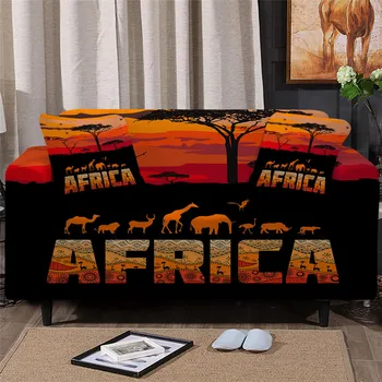 Āfrikas Series 3D Digitālā Druka Elastīgs Universālā Sofa Cover universālu neslīdošu Dīvāna Spilvena Vāka Putekļu Pierādījums Sofa Cover