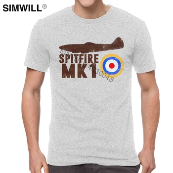 Vintage Spitfire UK Mk.1 RAF Lielbritānijas otrā pasaules KARA T Krekls Vīriešiem Moderns Īsām Piedurknēm, Mīkstu Kokvilnas T-Krekls Retro Supermarine Cīnītājs Tees