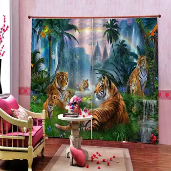 Dzīvnieku tiger aizkari dabas ainavu Pielāgot 3D Tumšie Aizkari Dzīvojamā Istaba Guļamistaba Hotel Logu aizkari