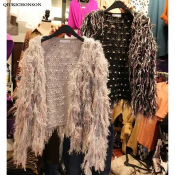 Korejas Modes Rudens Ziemas Mēteli, Adītas Sieviešu Streetwear Salds Gudrs Pušķis Sieviete Jaka Džemperis