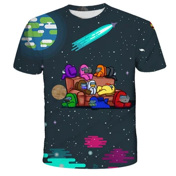 Ir 2021. 3D Starp Mums Karikatūra T-krekls Bērniem Amongus Zēniem Un Meitenēm Vasaras Smieklīgi Īsām Piedurknēm Bērnu apģērbi, Drēbes, T krekli