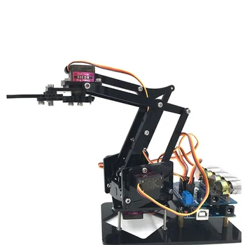 DIY 4DOF Robota Roka 4 Ass Akrila Rotējošo Mehānisko Robotu Roku Ar Arduino R3 4GAB Servo