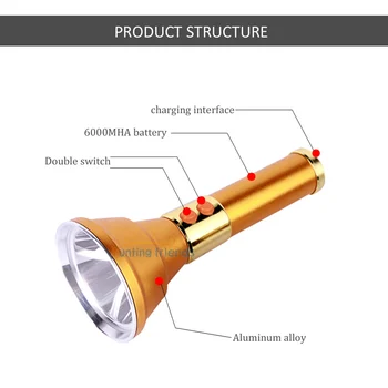 Super Spilgti LED Uzlādējams Rokas Lukturīti Prožektoru 26700 Akumulators 3 režīmu Ūdensizturīgs Taktiskās Baltās Gaismas Prožektoru