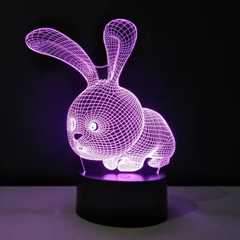 2D Akrila Cute Bunny Truši 3D Optiskā Ilūzija Garastāvoklis Gaismas 7 Krāsas, Mainīt Luminaria, Lavas Lampas Bērni Nakts Gaisma Jaunums Dāvanas