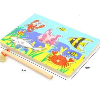 Funny Baby Zvejas Spēles Galda Montessori Magnētisko Koka Jigsaw Puzzles Rotaļlietas Bērniem, Bērnu Smieklīgi Izglītības Dzimšanas Dienas Dāvana