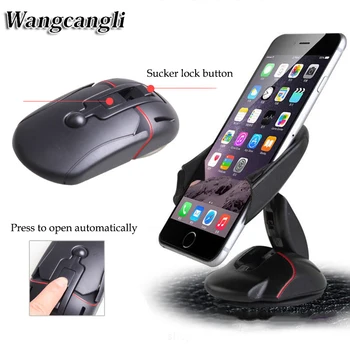 Wangcangli Auto telefona turētājs gps piesūcekni Pele tipa universālais statīvs turētājs tālruņa mobilo automašīnas turētājs soporte movil