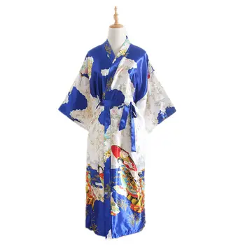 Vintage Print Ķīniešu Sievietes Satīna Drēbes Mērci Vannas Kleita Sexy Peldmētelis Kimono Naktsveļu Ilgi Gadījuma Sleepwear Viens Izmērs HD10