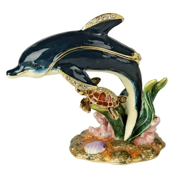 Karstā pārdošanas Metālu sakausējumu pārklājumu rotaslietas lodziņā Delfīnu & bruņurupuča aizsardzība modes Gredzenu Lodziņu,Auskari/Kulons Reklāmas Iepakojums, Dāvanu Kastē