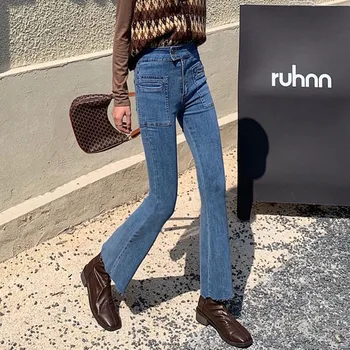 ZHISILAO Jaunu Augsto Vidukli Izlīdzināšanu Izdilis Džinsi, Sieviešu Vintage Elegantā Džinsa Bikses Pavasarī Ir 2021. Draugs Streetwear Džinsi Šiks