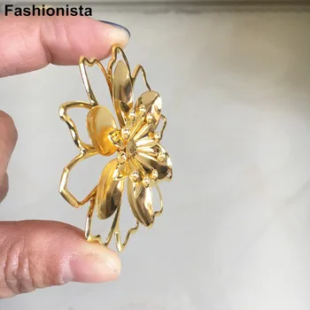 20 gab Lielu 3D Ziedi 58mm Metāla Filigrāni Ziedi,Zelta krāsa,Tērauds krāsa, 3 Slāni Metāla Ziedi Rotaslietu izgatavošana,Atvērtu Dizains