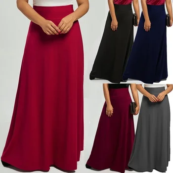 Svārki Sievietēm Vasaras Modes Gadījuma Multi-krāsainu Plus Lieluma Augsta Vidukļa Grīdas Garums Slim Fit Svārki tīrtoņa Krāsas Sieviešu Svārki