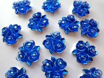 50gab 20mm rožu ziedu formas Piešūt rhinestones deep blue sveķu kristāli flatback lielā gem akmens stass