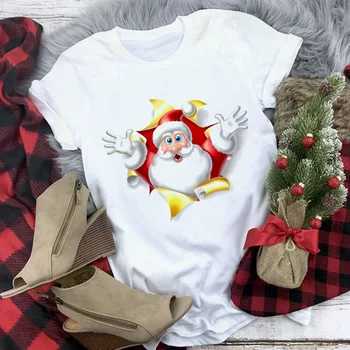 Ziemeļbriežu t krekls sieviešu modes Priecīgus Ziemassvētkus Harajuku t-krekls Balts hipster Piemērotas visiem gadalaikiem T Topi apģērbi Sieviešu