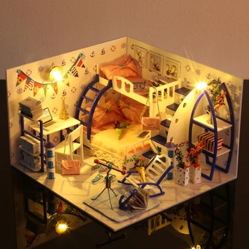 Mazulis DIY Apkopot Leļļu Nams Komplekti Leļļu Nami Miniatūra leļļu Namiņš Mēbeles Komplekts Komplekts Rotaļlieta Bērniem poppenhuis casa de boneca