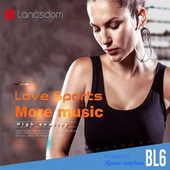 Langsdom Jaunu Sporta Bluetooth Austiņas BL6 pārnēsājamās austiņas bass stereo bezmaksas spēles Neckband austiņas ar mikrofoni mūzikas