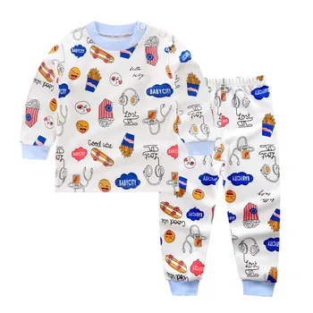 Vairumtirdzniecības Rudens Ziemas garām Piedurknēm Kids Sleepwear Uzstādīt Kokvilnas Pidžamas Komplekts Zēnu Pidžamas Komplekts Bērniem Naktsveļu Meitene Pidžamā Uzvalks
