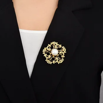 Vara Microinlaid Zircon Camellia Pērle CZ Broša Hijab Pin Visu maču Drēbes Delikāts Rotaslietas, Aksesuāri Moderns Radošo Dāvanu
