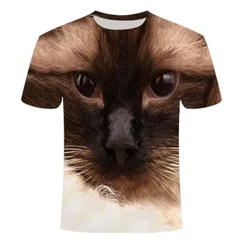 Jaunu 3D kaķis print T-krekls vīriešiem un sievietēm vasaras fun īss piedurknēm krekls gadījuma O-veida kakla dzīvnieku T-krekls kaķis streetwear T-krekls