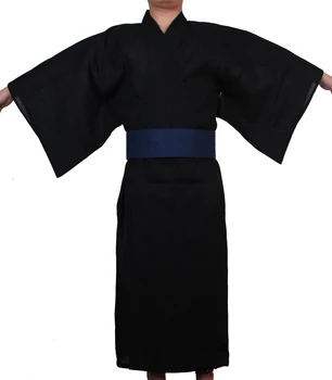 Jemma Leong Japāņu Tradicionālās Samuraju Kimono Vīriešiem Yukata Peldēšanās Tērpu Brīvs Stils Sauna Homewear Apģērbu Gara Kleita Kokvilnas