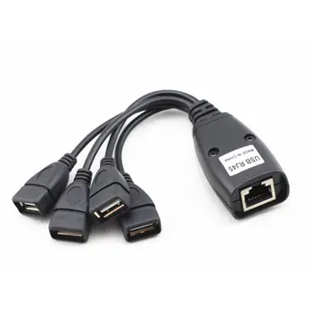 Ethernet RJ45 uz 4 USB 2.0 Adapteris Extender Vairāk nekā 150ft Tīkla Paplašinājuma Kabeli