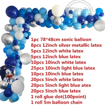 109pcs Karikatūra Sonic Baloni Super Varonis Folijas gaisa Balons, Zēns, Meitene Brithday Tēma Partijas Apdare Arch Vainags Komplekts Lateksa Gaisa Globos