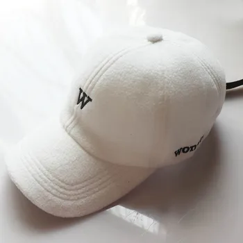 Korejiešu Stilā Ziemas Unisex Vilnas Siltu Cepurīti Vīriešiem Beisbola cepure W Burtu Izšūšana Cepuru Sievietēm INS Ārpus Sporta Izjādes Klp