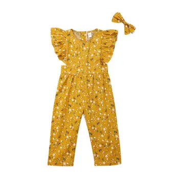 Jauns Zīdainis, Mazulis Baby Girl Savirmot Ziedu Piedurknēm Romper Jumpsuit Apģērbs, Apģērbu Baby Romper