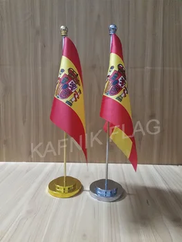 KAFNIK,Spānija Biroja galda galda karogs ar zelta vai sudraba, metāla kāta pamatnes 14*21cm valsts karoga bezmaksas piegāde