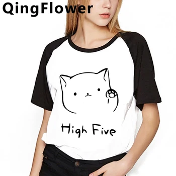 Kawaii Kaķis Grunge Harajuku Smieklīgi Karikatūra T Krekls Sievietēm Ullzang Cute Anime Grafiskais T-krekls Vasaras Tshirt Gadījuma Top Lakrosa Sieviešu