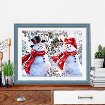 AZQSD 5D DIY Dimanta Glezna, Sniegavīrs Pilnu Kvadrātveida Urbšanas Rokdarbu Dimanta Izšuvumi Mozaīkas Ziemas Ainava Ziemassvētku Dāvanu