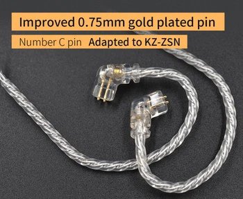 KZ ZSN Kabeļu Simts Core Bezmaksas Tīra Sudraba Pārklājumu Modernizētas Kabeļu C pin zelta sudraba pārklājumu Vadu austiņas Par ZSN Pro ZS10 PRO
