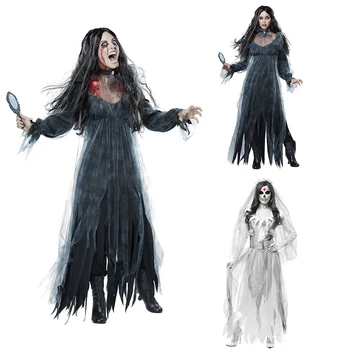 Sieviešu Cosplay Halloween Kostīmu Šausmu Gars Miris, Līķis Zombiju Līgava Kleita