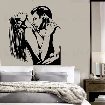 Kissing Mīlestība Pāri Sienas Decal Romantika Cilvēks Sievietes Skūpstu, Siluetu, Vinila Sienas Uzlīmes, Mājas Dekoru un Seksīgu Pāri Murals AC600