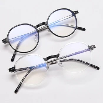 Peekaboo apaļas brilles rāmis sievietēm tr90 korejiešu stilā acetāts studentu optiskās brilles vīriešiem retro plānas rāmis datoru anti zila