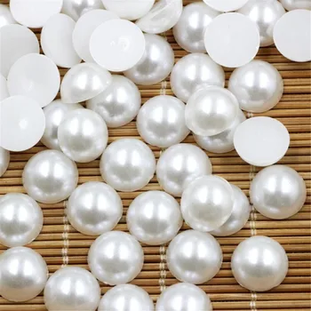 Izmērs 1.5 mm-20mm Tīra Balta Krāsa DIY Pusgadā Apaļo Flatback Pērļu Krelles Zaudēt ABS Plastmasas Imitācija Pusi Pearl Nagu Mākslas Apdare