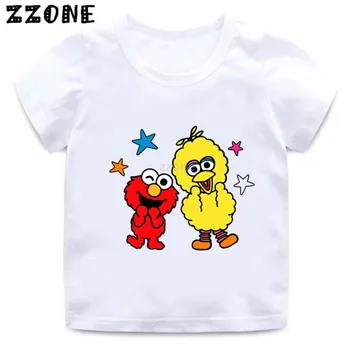 Zēni un Meitenes Sesame Street Karikatūra Izdrukāt T krekls Bērniem Cookie Monster un Elmo Smieklīgi Apģērbu Mazulim Vasaras T-krekls,HKP5255