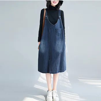 Plus Lieluma Džinsa Kleita Sievietēm 2020 Rudens Modes Korejas Spageti Siksnas Sieviešu Kleita Vintage Džinsa Kleitas, Džinsi Vestidos Drēbes