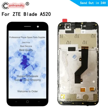 Par ZTE Blade A520 LCD+Touch Screen Replacment Digitizer ar karkasa Montāžu Tālrunis Panelis ZTE A520 520 displejs