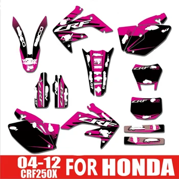 Bezmaksas Pielāgotu Motociklu Faring Grafikas Uzlīmju Komplekti Decal Honda CRF250X 2004 - 2012 2005 2006 2007 2008 2009 2010 2010