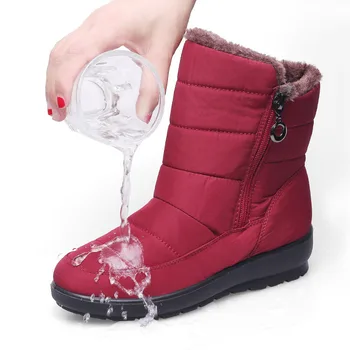 TIMETANG Sieviešu sniega zābaki jaunpienācēji bieza plīša ziemas apavi augstas kvalitātes ūdensizturīgs vidum teļš zābaki modes rāvējslēdzēju sieviešu E236