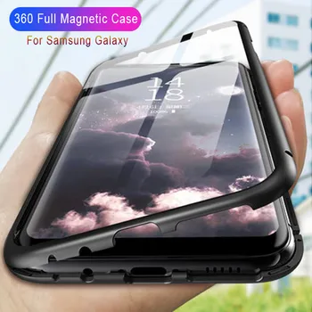 360 Pilna Magnētiskā Case For Samsung Galaxy S10 S10+ 5G S20 Plus Coque A51 A71 A90 A50 A70 A80 Metāla Buferi S9 Stikla Gadījumā