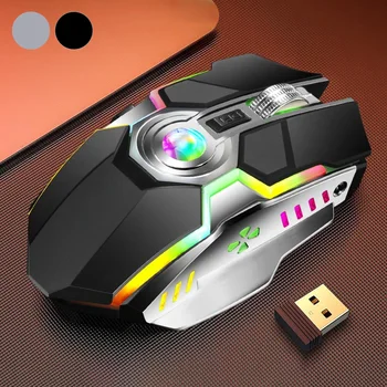 Bezvadu Spēļu Pele 3500DPI Uzlādējams Spēļu Pele Klusums Ergonomisks 7 Atslēgas RGB Backlit par Klēpjdatoru PC Gamer