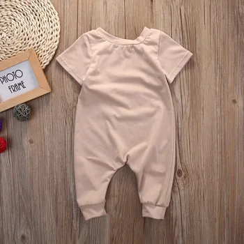 Baby Girl Bērniem, Zīdaiņu Siltā Īsām Piedurknēm Romper Jumpsuit Drēbes 0-18M, Zīdaiņu Apģērbs Vēstuli Kombinezonus