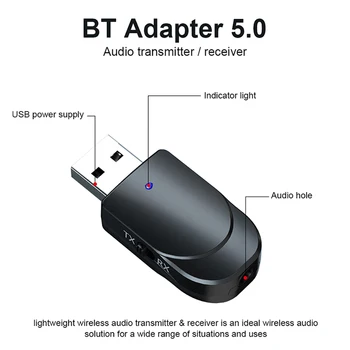 Mini 2-In-1 Bluetooth 5.0 Audio Raidītājs Uztvērējs, 3,5 mm AUX Portatīvo Bezvadu Stereo Bluetooth Dongle Adapteri PC TV Mājas