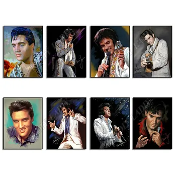 Pilnu Kvadrātveida / Apaļā Dimanta Krāsošana Elviss Preslijs Dimanta Izšuvumi Fāzēm Cross Stitch Kristāla Rhinestones Mozaīkas Krāsošana