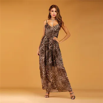 Sievietes sexy kleita ar v-veida kakla piedurknēm siksniņa vasaras kleita šifona sieviešu leopard vasaras kleita ir 2021. sieviešu vestidos de verano 4216 50