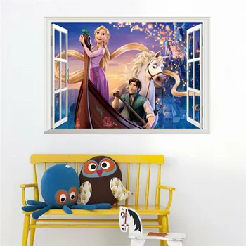 Disney Multfilmu Rapunzel Sienas Uzlīmes Bērnu Istabas Meitene ir Guļamistaba Piederumi Dekoru, Sienas Uzlīmes 3D Logu Uzlīmes, Plakātu Sienas