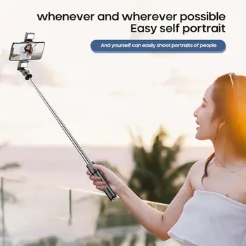 Daudzfunkciju Pārnēsājami Bluetooth Selfie Stick Aizpildīt Gaismas Gredzenu Salokāms Statīvs Iphone Xiaomi Samsung Foto Video Tiešraidi