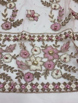 Milylace populārs dizains rozā mežģīņu auduma fāzēm āfrikas līgavas kāzu kleita mežģīņu auduma 5 metri, par daudz acu tilla mežģīnes BGW-E