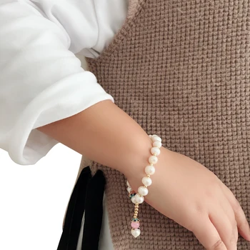 Skaisti Nekustamā kārtas saldūdens pērļu budas allah rokassprādzi,melna balta moderns pearl rokassprādzi sievietēm